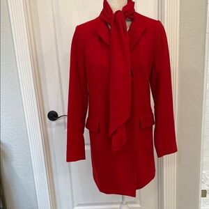 Elegant Red Women's Coat with Scarf